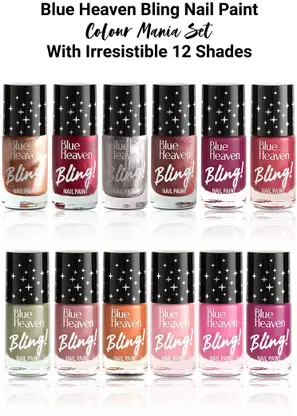 BLUE HEAVEN Bling Nail Paint Colour Mania Set MultiColor