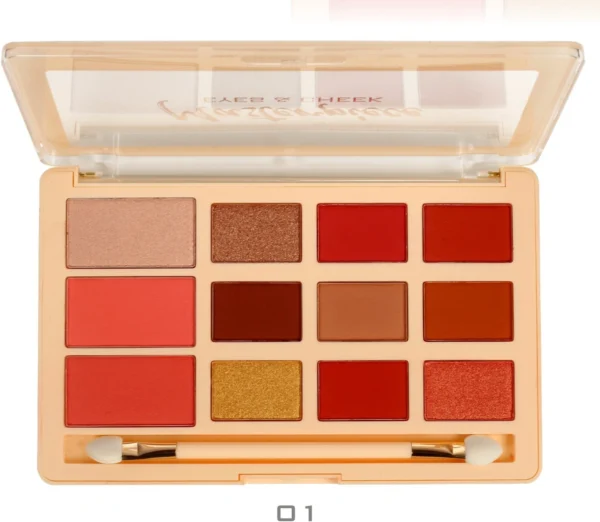 ME-ON Masterpiece Eyes & Cheek Palette (Shade 01) – Complete 12-Pan Professional Face & Eye Artistry Kit (28g)